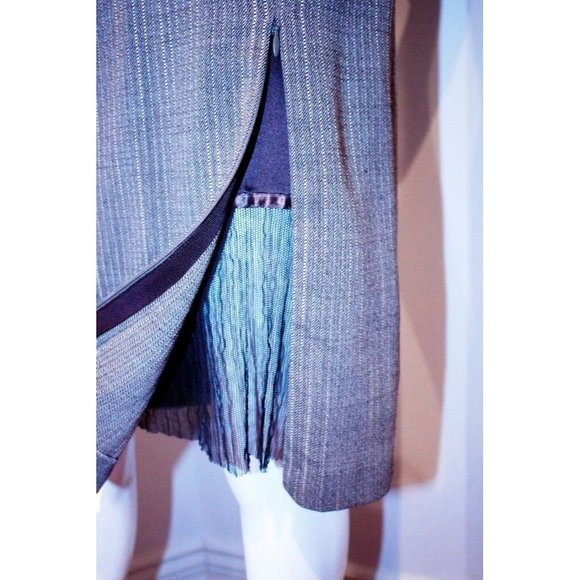 BLUMARINE Straight RUNWAY Slit DRESS Zip BROWN Italy WOOL Blend 6 $600 - Picture 3 of 4